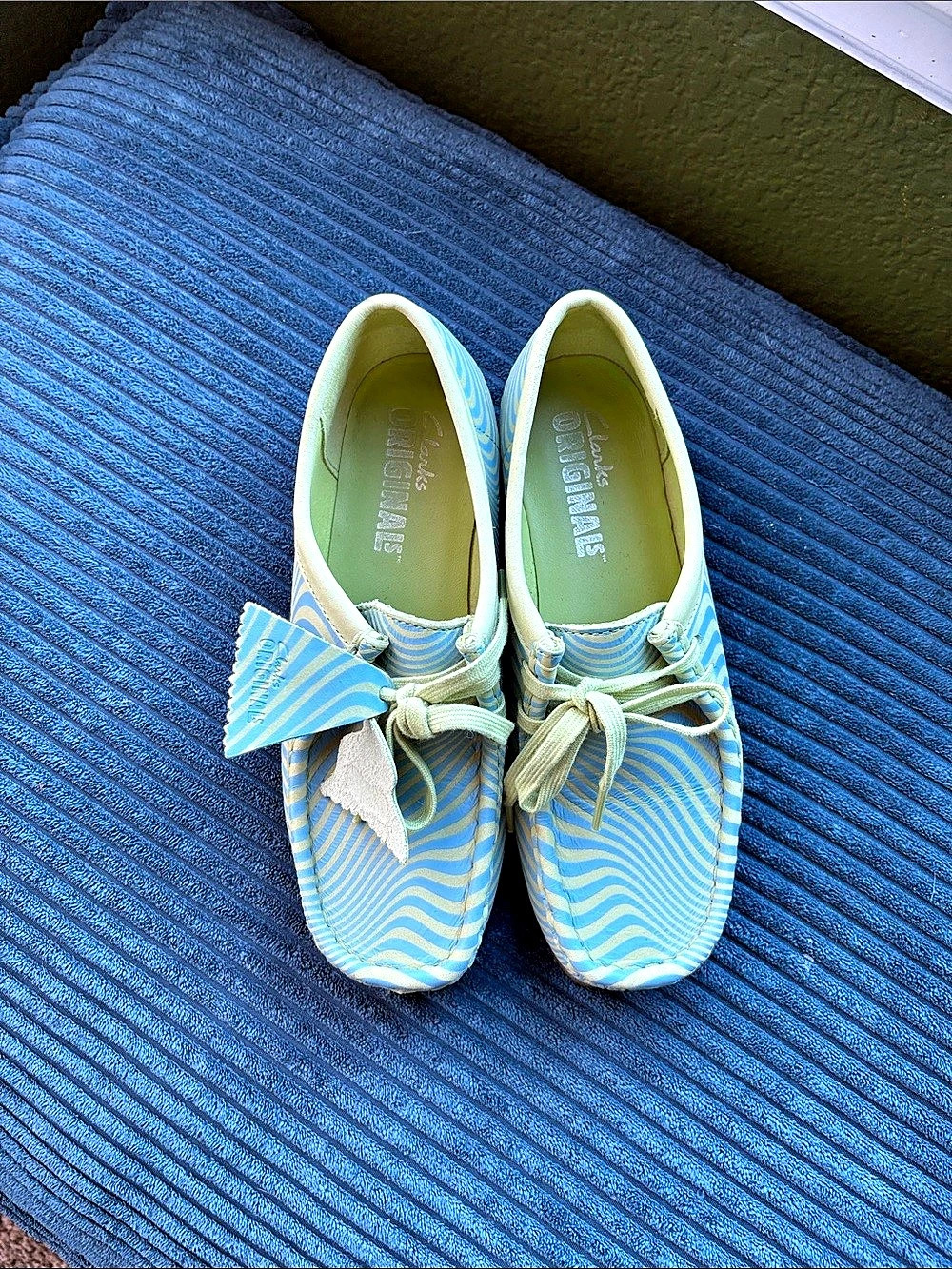 Clarks Wallabees Moccasins Blue & Green US 7.5